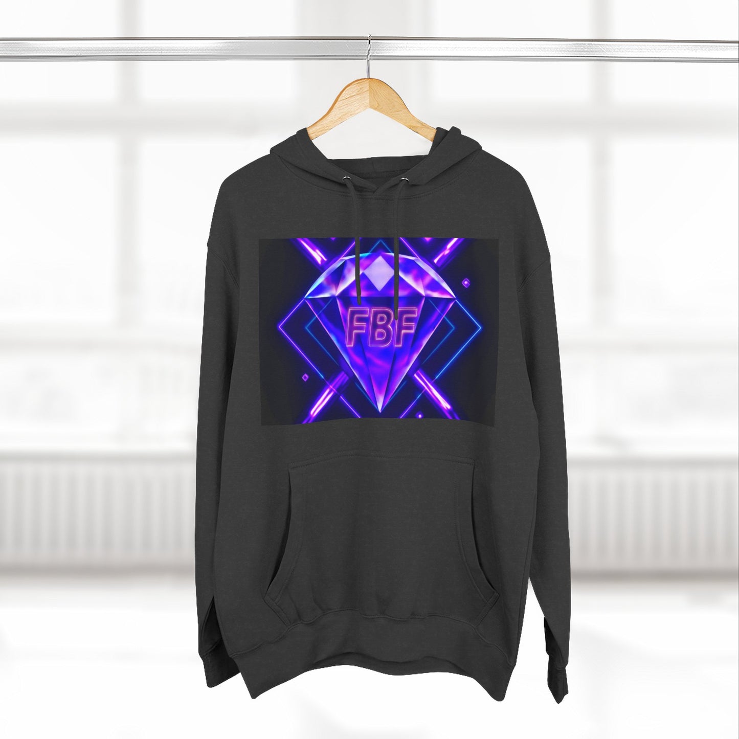 Futuristic Neon Fleece Hoodie, Stylish Sweatshirt, Vibrant Graphic Pullover, Perfect Gift for Tech Lovers, Unique Streetwear