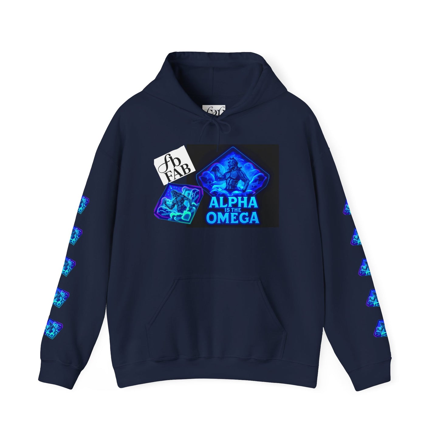 Alpha is the Omega Graphic Hoodie — Blue Retro Logo Pullover
