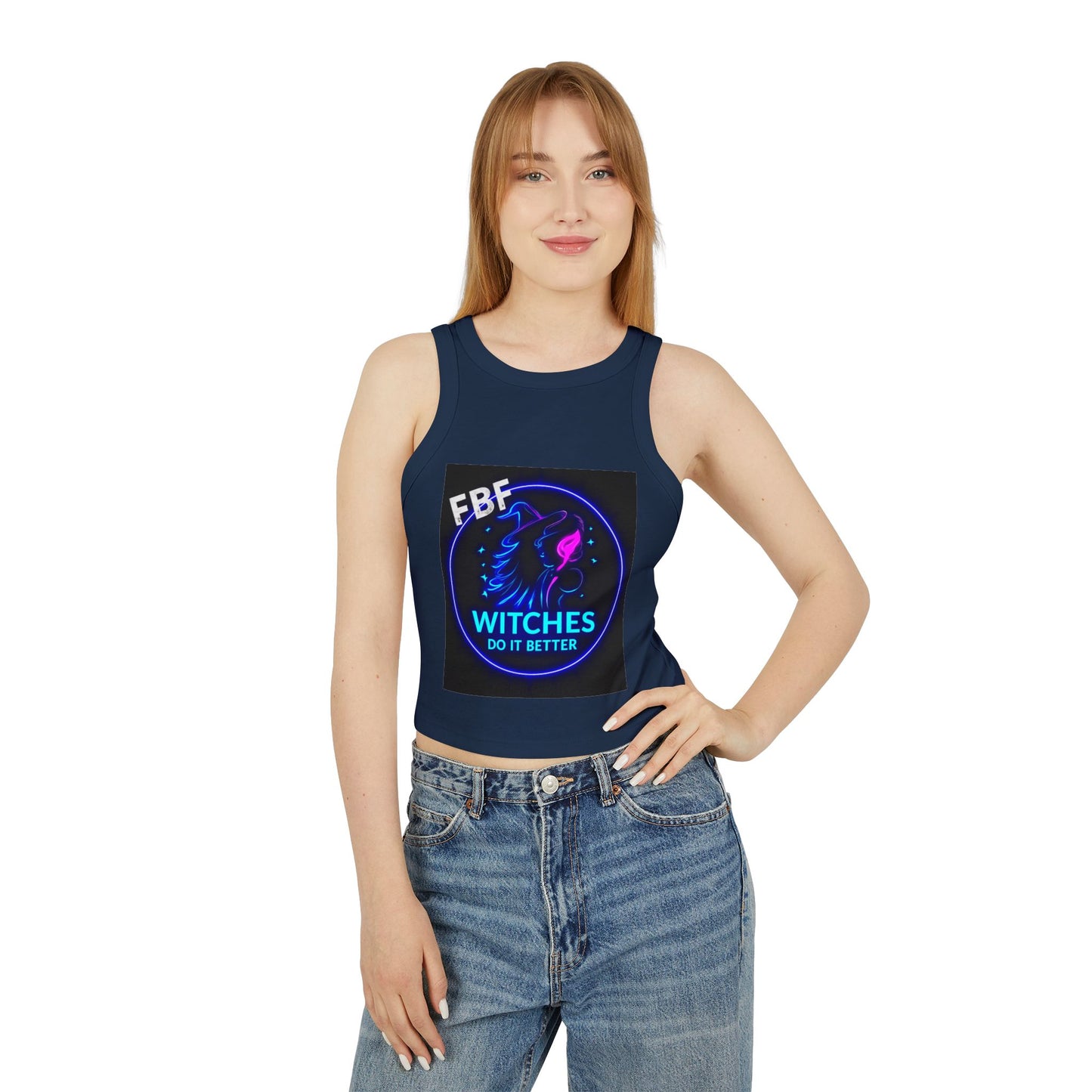 Witchy Racer Tank, Women's Crop Top, Festival Apparel, Halloween Wear, Magical Gifts, Casual Summer Style