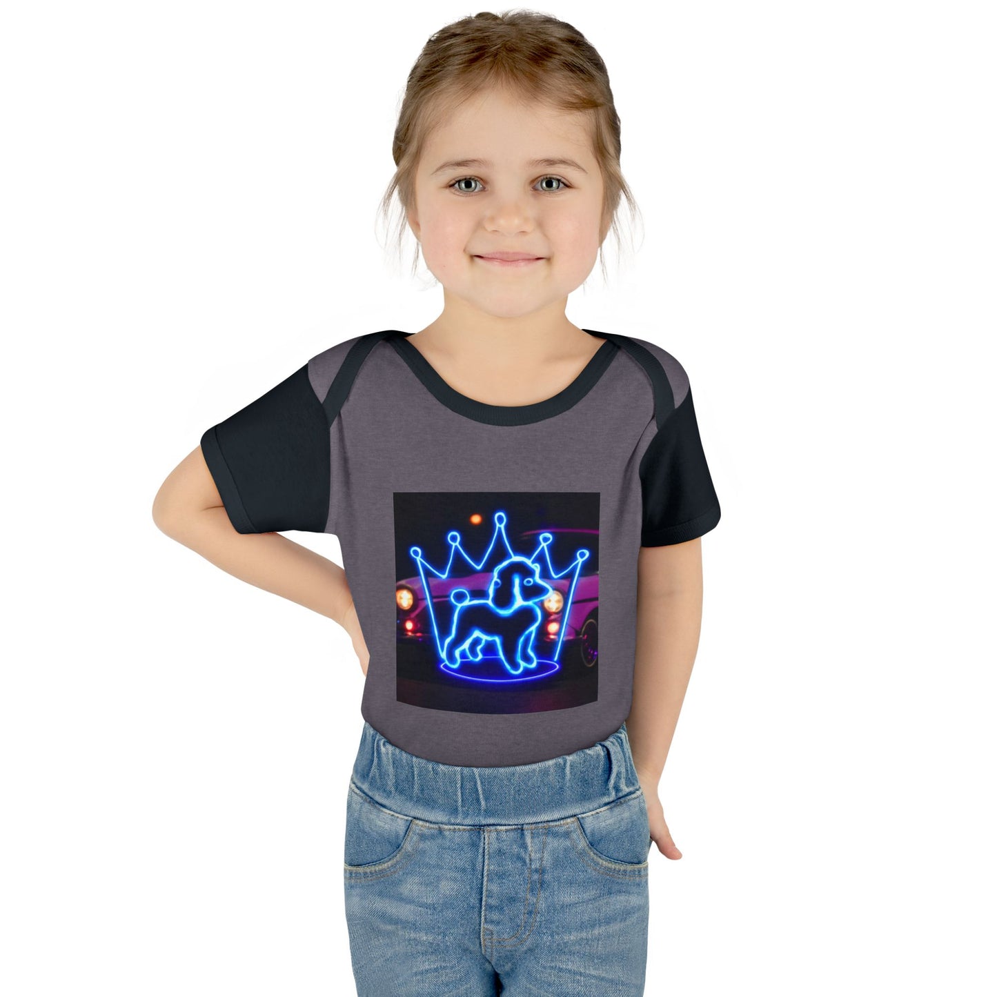 Neon Dog Crown Baby Bodysuit, Cute Infant Outfit, Baby Shower Gift, Newborn Clothes, Pet Lover Apparel, Birthday Gift for Baby