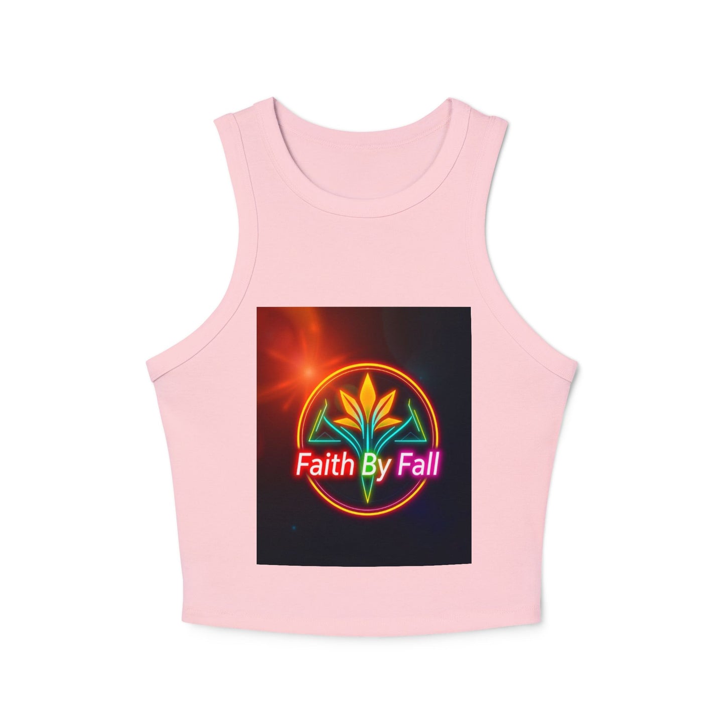 Women's Faith By Fall Racer Tank Top | Crop Top for Summer, Casual Wear, Festival Fashion, Gift for Her, Inspirational Apparel