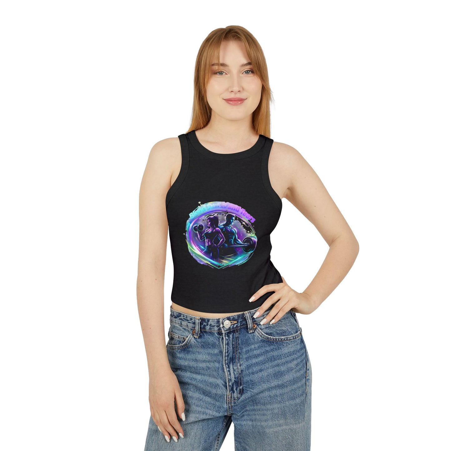 Fitness Racer Tank Top — 'FBF' Weightlifting Graphic Women's Micro Rib Tank