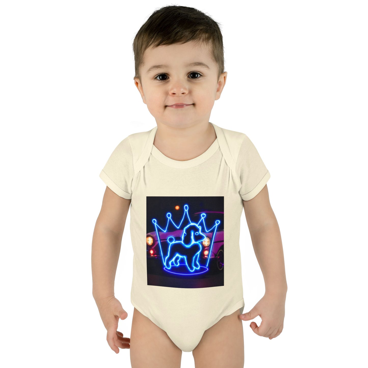 Neon Dog Crown Baby Bodysuit, Cute Infant Outfit, Baby Shower Gift, Newborn Clothes, Pet Lover Apparel, Birthday Gift for Baby