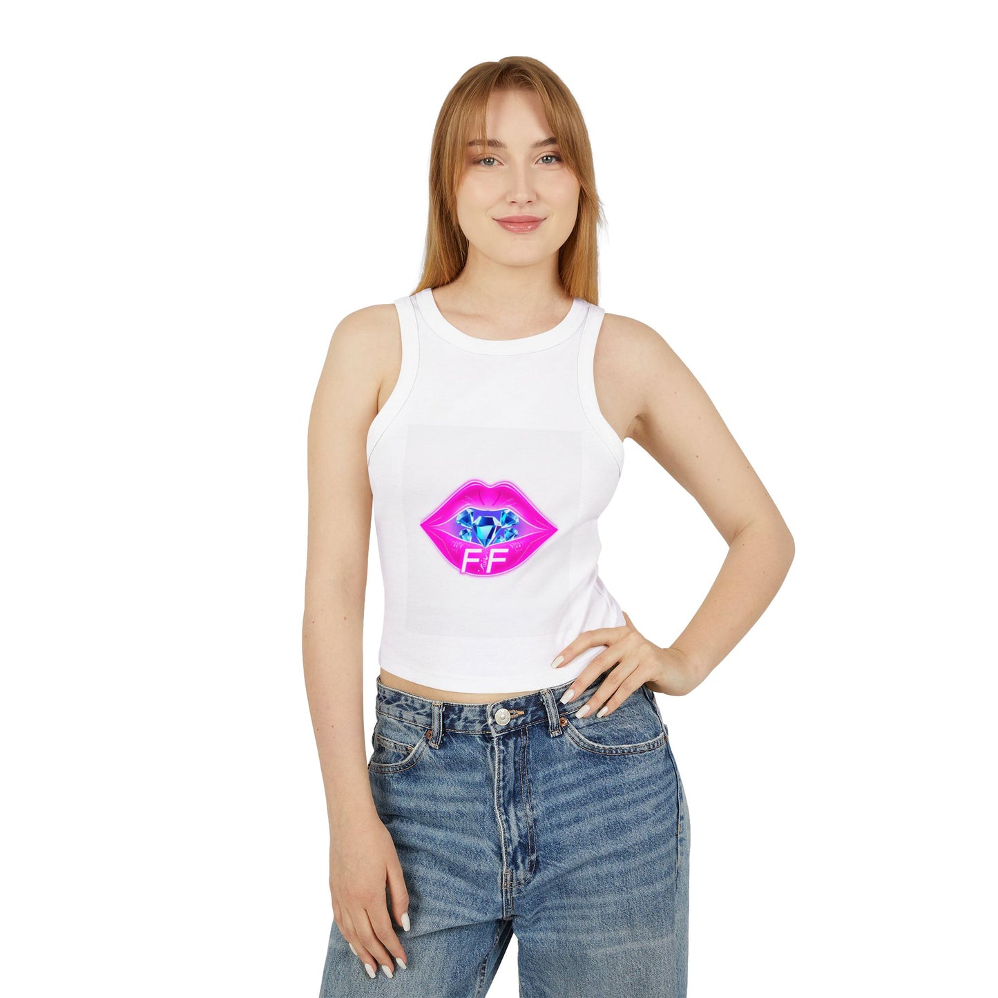 Fabulous Kiss Graphic Tank, Women's Trendy Crop Top, Unique Summer Apparel, Party Outfit, Gift for Fashion Lovers