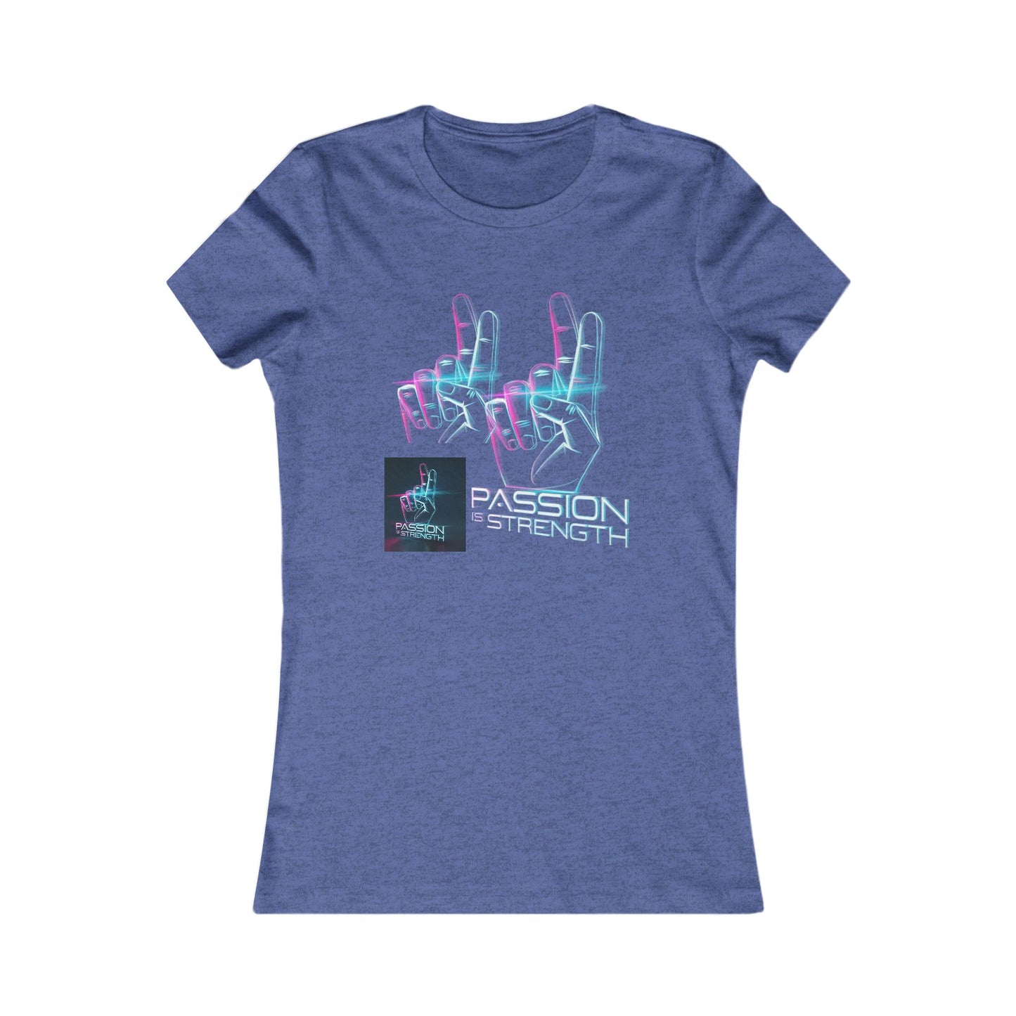 Passion Is Strength Women’s Tee — Retro Neon Hand Graphic