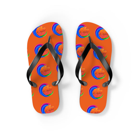 Tropical Abstract Flip Flops — Bright Orange Sunset Beach Sandals