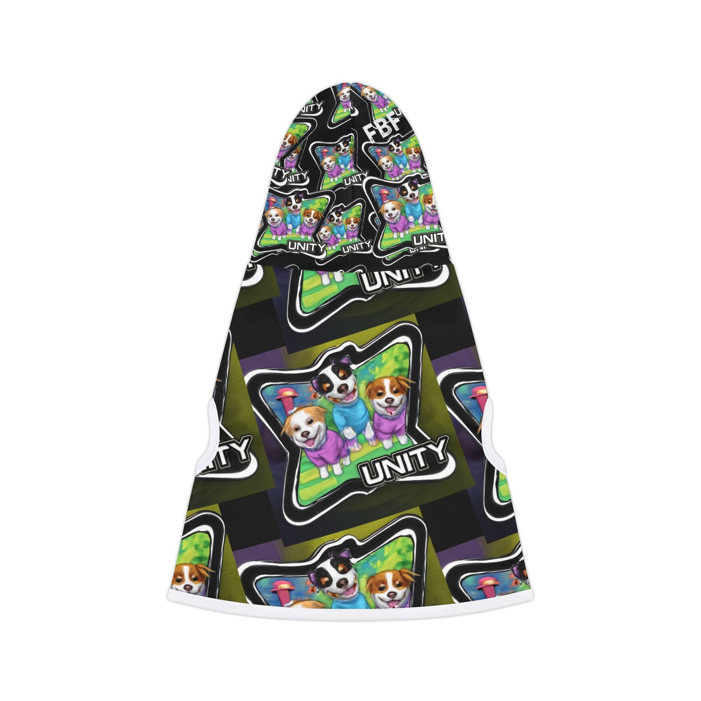Pet Hoodie — Colorful 'Unity' Cartoon Dogs Print Hooded Dog Sweater