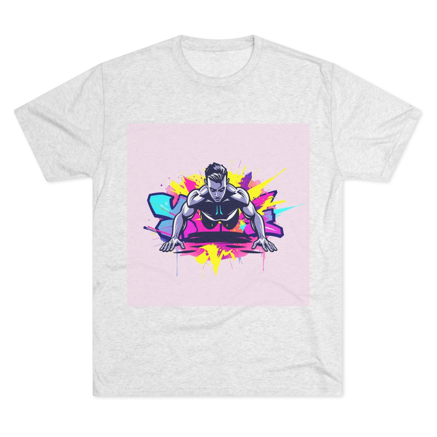 Fitness Motivation Tri-Blend Crew Tee - Vibrant Push-Up Design
