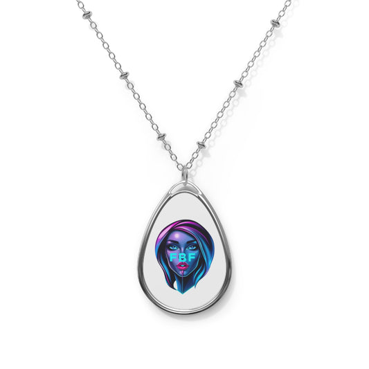Stylish Oval Necklace with Bold Art, Personalized Jewelry, Unique Gift, Statement Jewelry, Holiday Necklace, Trendy Pendant