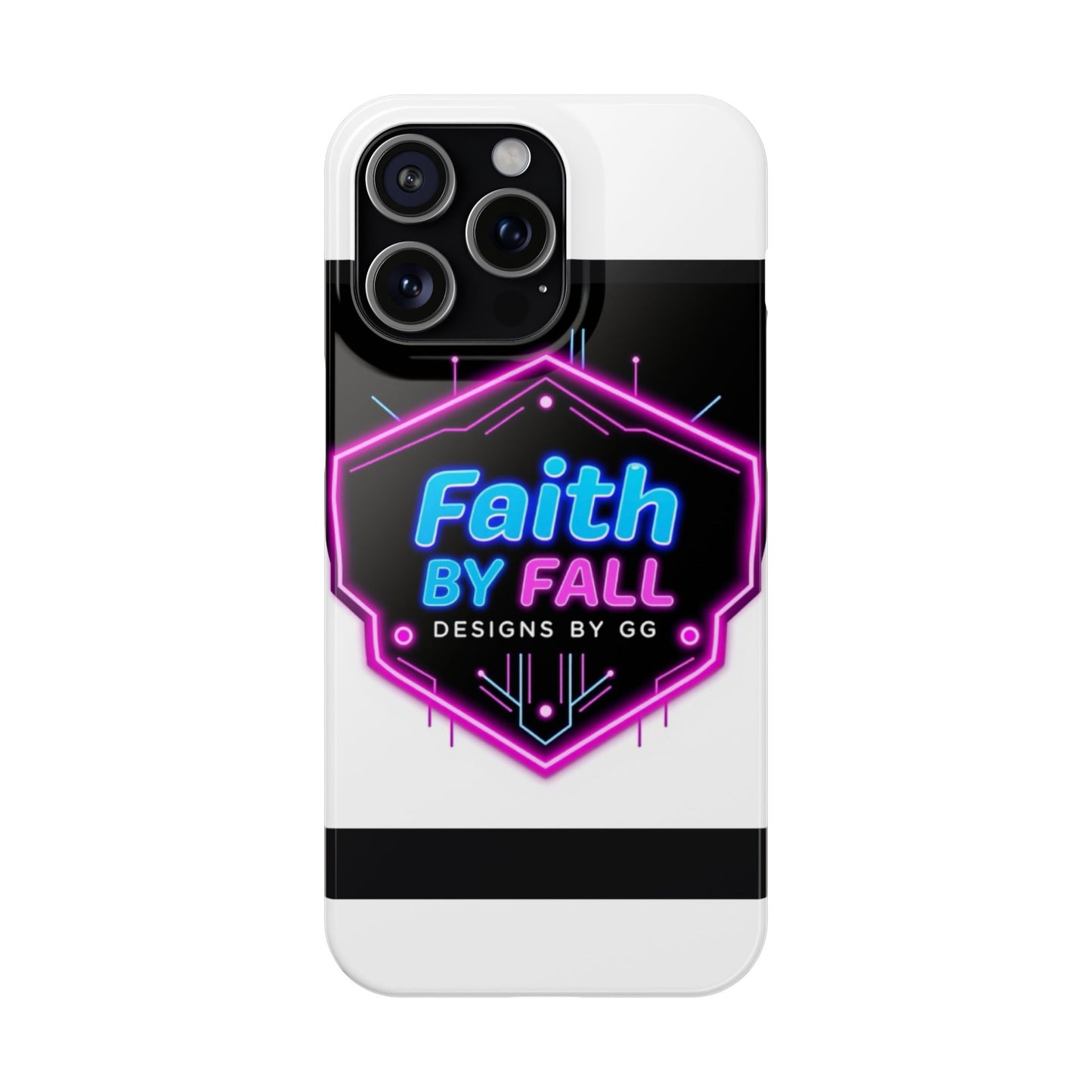 Faith by Fall Slim Phone Case - Neon Design for Tech Enthusiasts