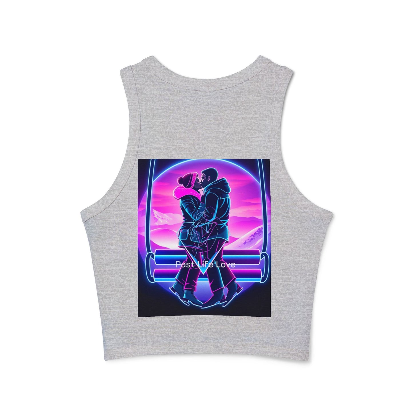 Love Neon Couple Racer Tank Top — Retro Vaporwave Valentine Crop