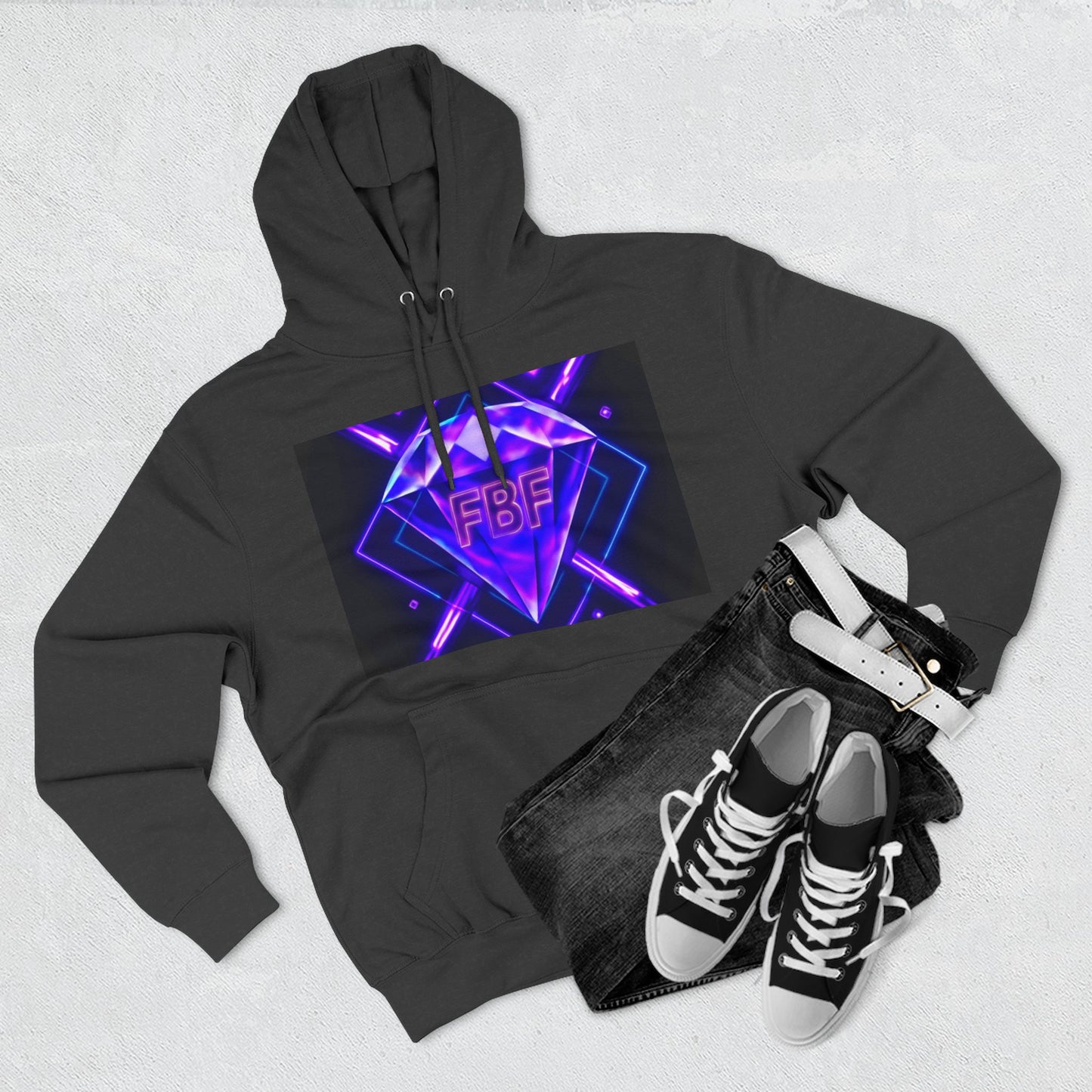 Futuristic Neon Fleece Hoodie, Stylish Sweatshirt, Vibrant Graphic Pullover, Perfect Gift for Tech Lovers, Unique Streetwear