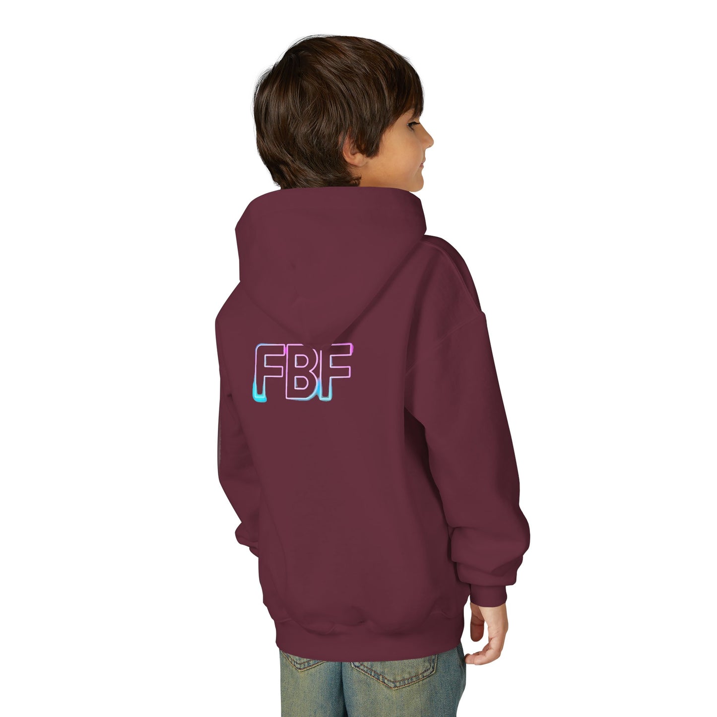 Youth Hoodie with Pastel Soundwave & FBF Back Print – Cute Music Graphic Pullover