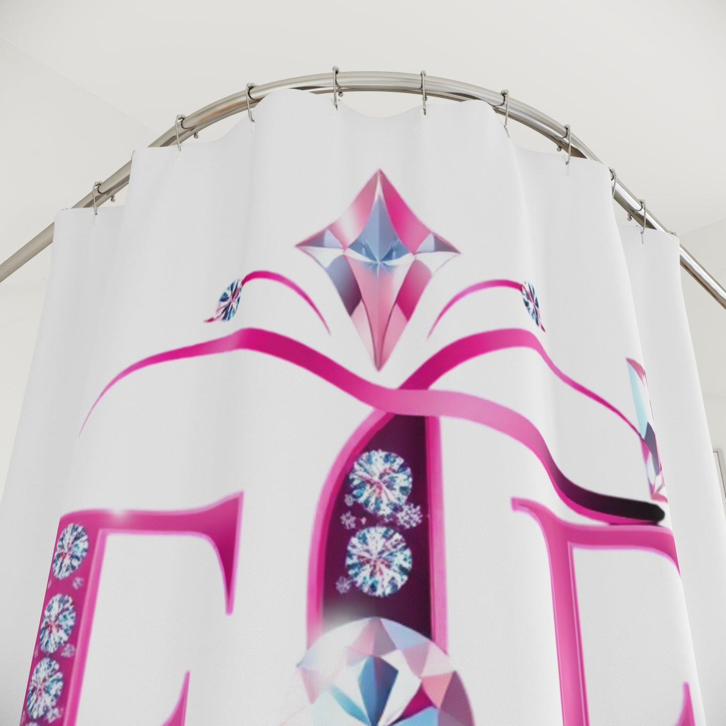 Glamorous Monogram Shower Curtains with Rhinestone Design, Luxurious Bathroom Decor, Personalized Gift for Her, Bridal Shower Present, [...]