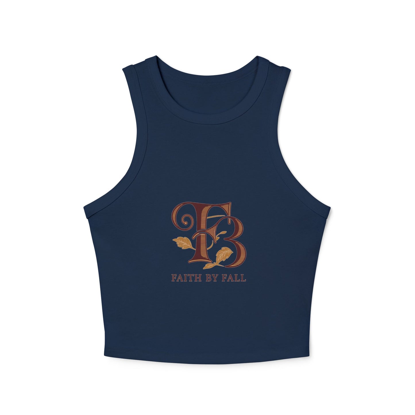 Faith By Fall Women's Micro Rib Racer Tank Top, Inspirational Workout Top, Autumn Fashion, Casual Summer Wear, Gift for Her