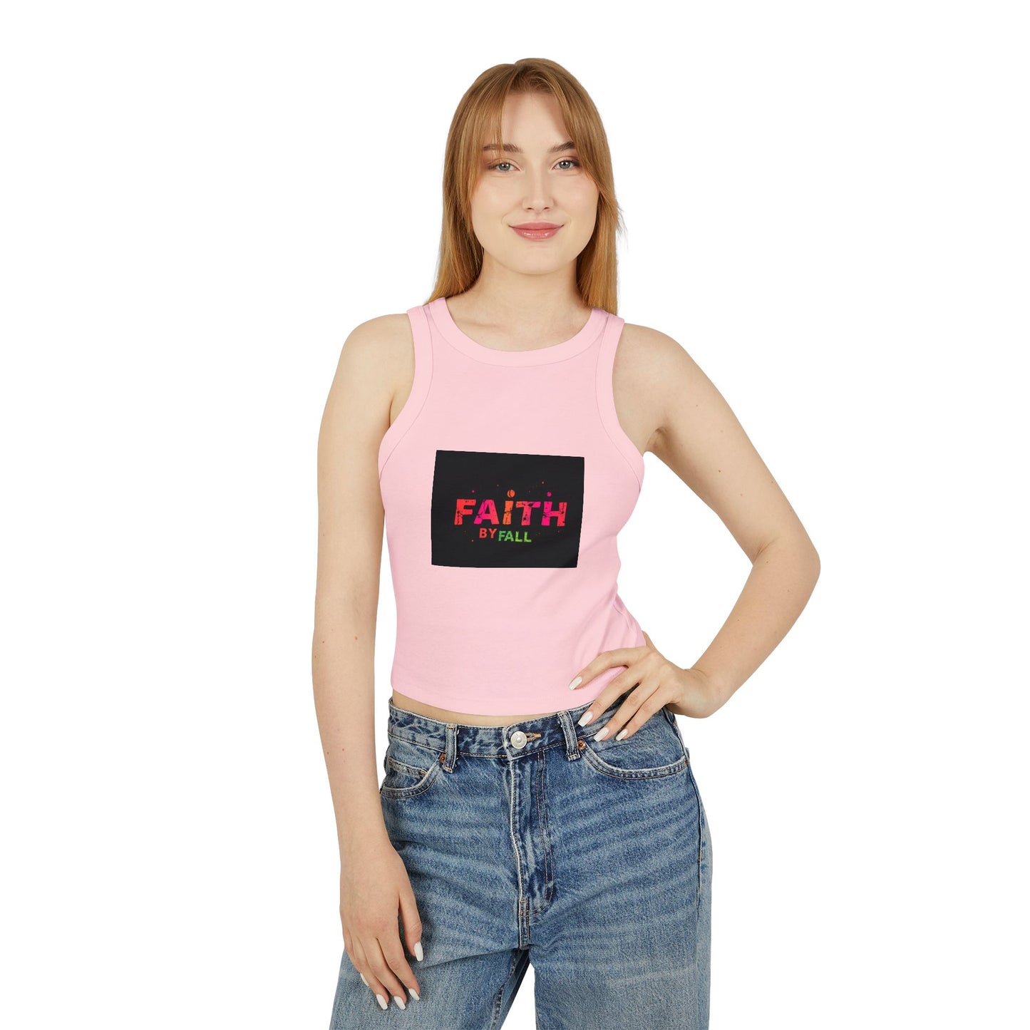 Faith by Fall Women's Micro Rib Racer Tank Top, Inspirational Summer Top, Motivational Crop Tank, Faith Apparel, Gift for Her, Casual Wear
