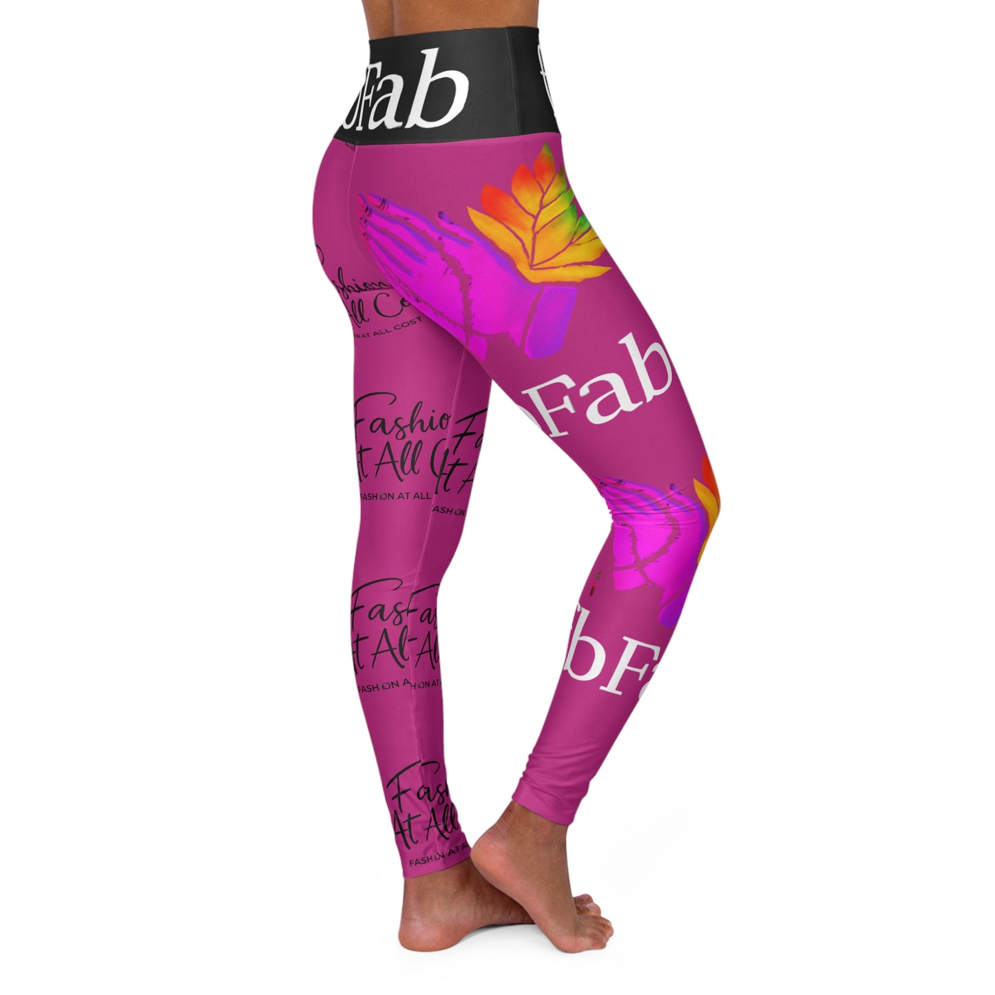 High-Waisted Yoga Leggings — Fashion At All Costs Floral Logo Print