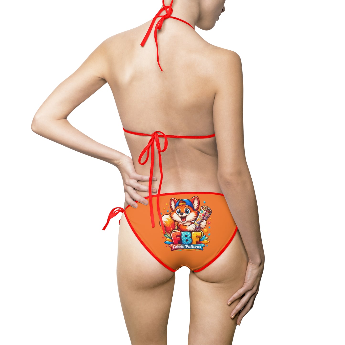 Retro Cartoon Chipmunk Orange Tie-Side Bikini