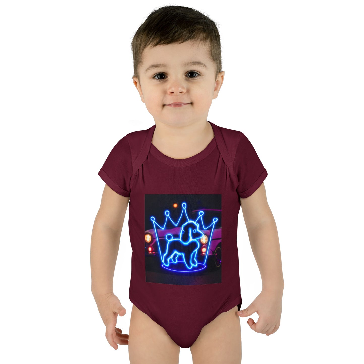 Neon Dog Crown Baby Bodysuit, Cute Infant Outfit, Baby Shower Gift, Newborn Clothes, Pet Lover Apparel, Birthday Gift for Baby