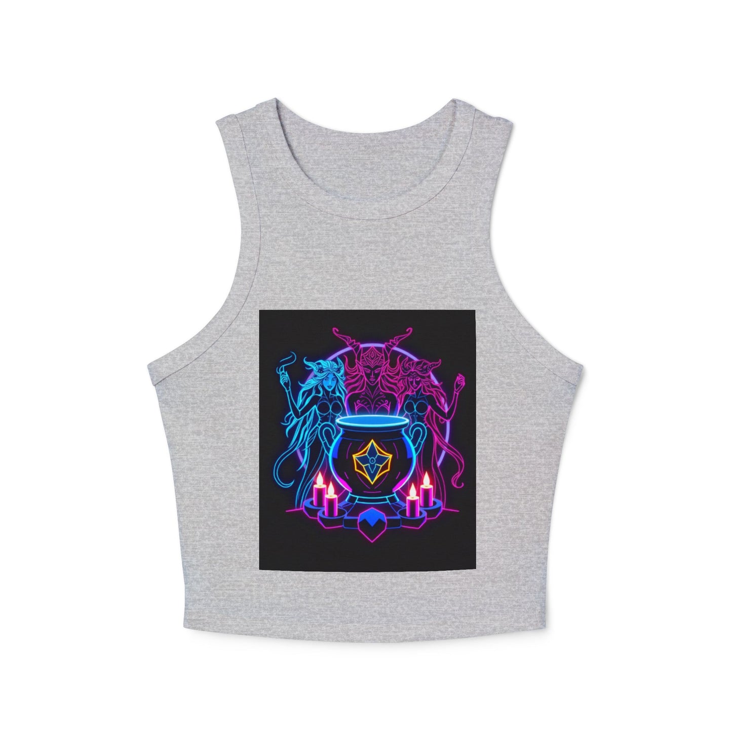 Witchy Neon Cauldron Tank Top - Occult Retro Graphic Racerback