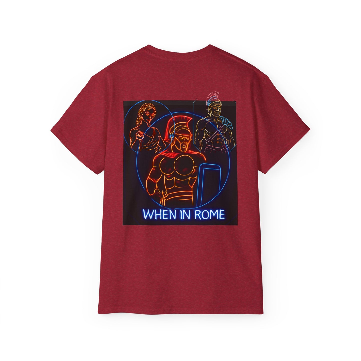 When in Rome Neon Graphic Tee - Roman Gladiator & Colosseum Vintage Style