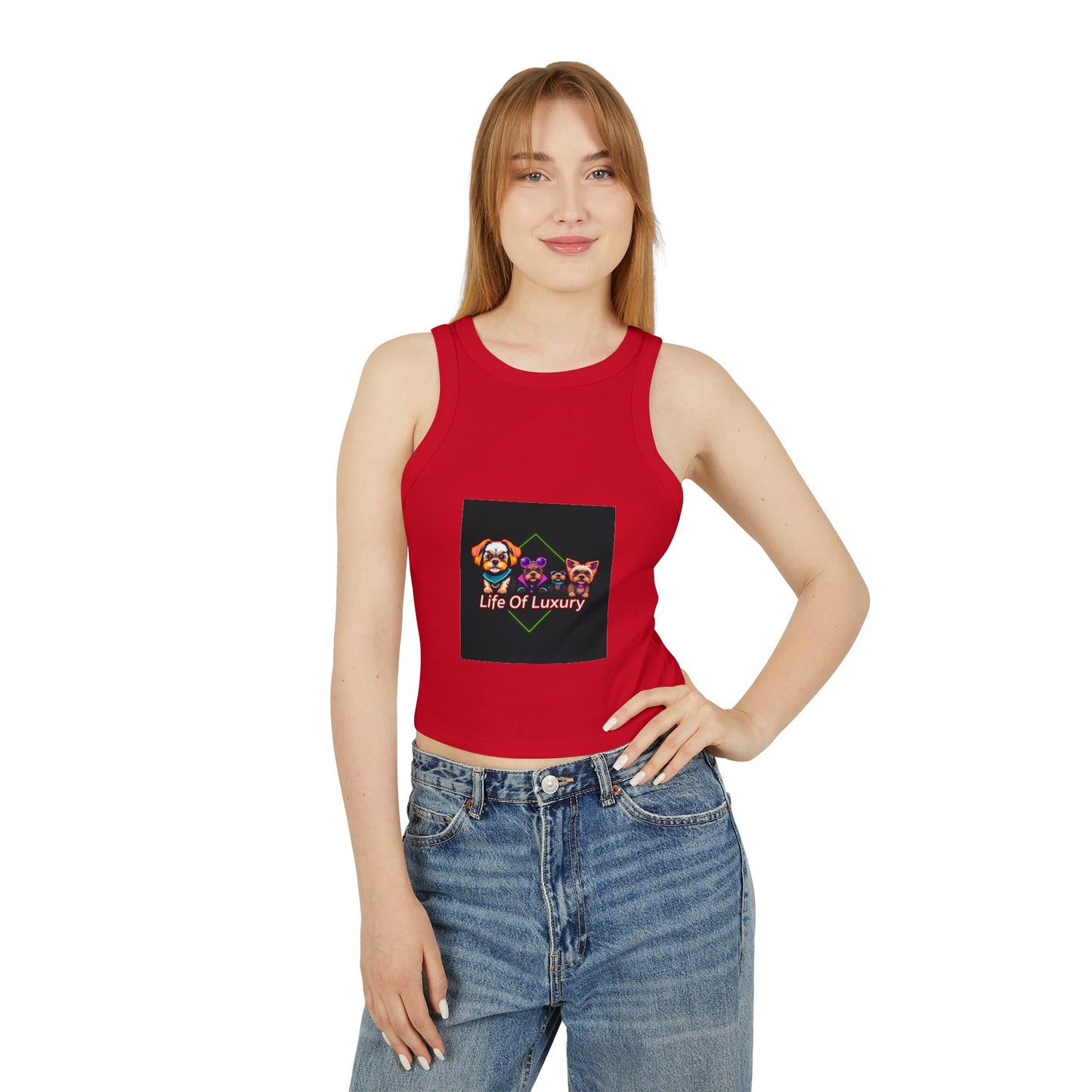 Life Of Luxury Dog-Themed Women's Micro Rib Racer Tank Top, Cute Pet Lover Apparel, Summer Fashion, Gift for Dog Moms, Casual Outfit