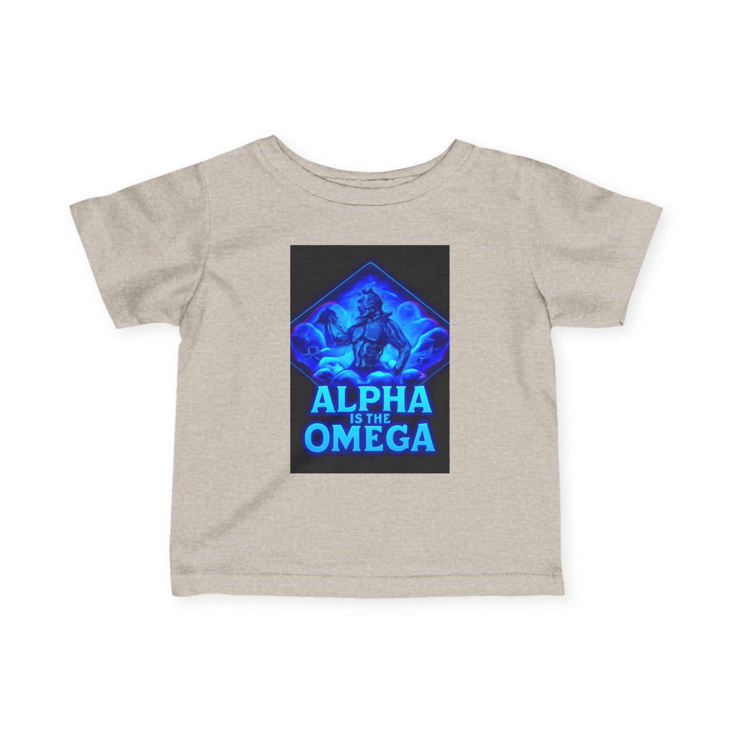 Infant Tee — "Alpha Is the Omega" Neon Christian Baby Shirt