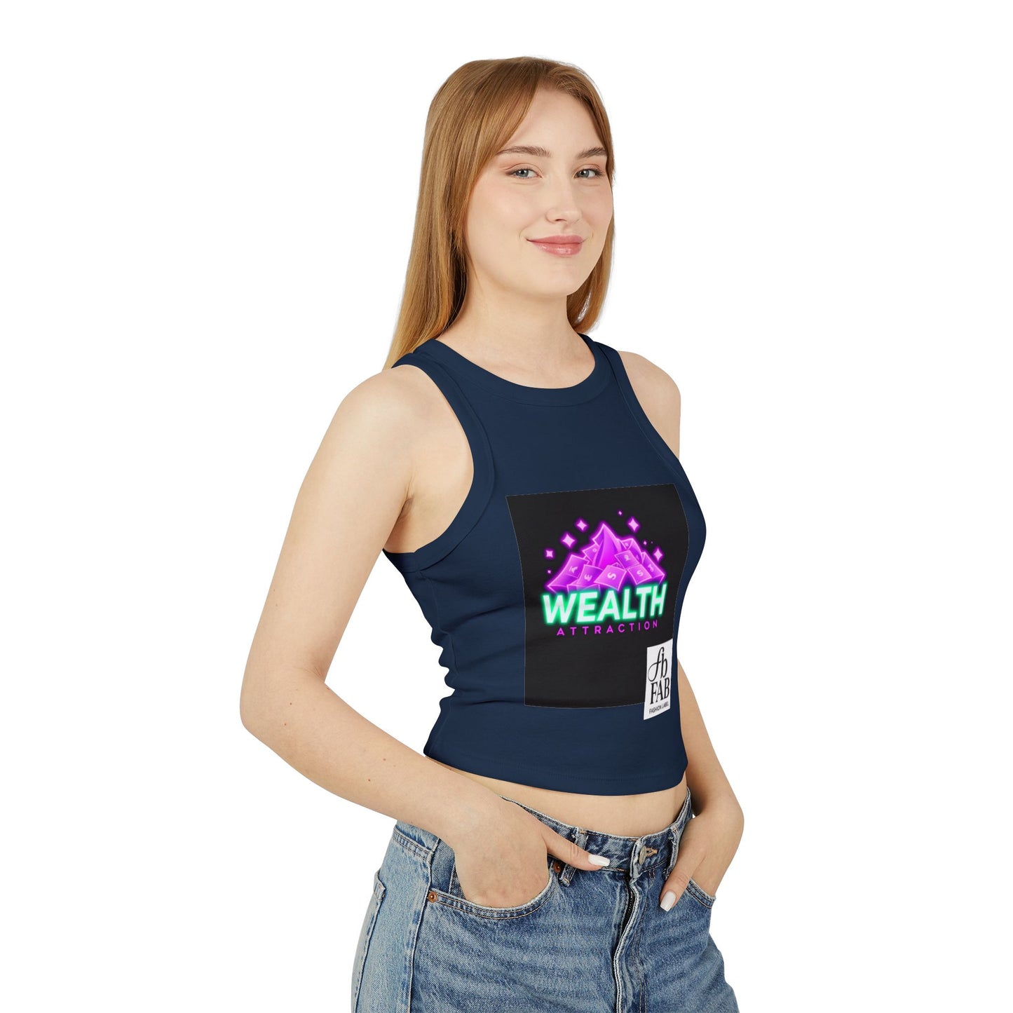 Wealth Attraction Racer Tank Top | Motivational Workout Top, Fitness Clothing, Gift for Her, Summer Essential, Self-Care Apparel