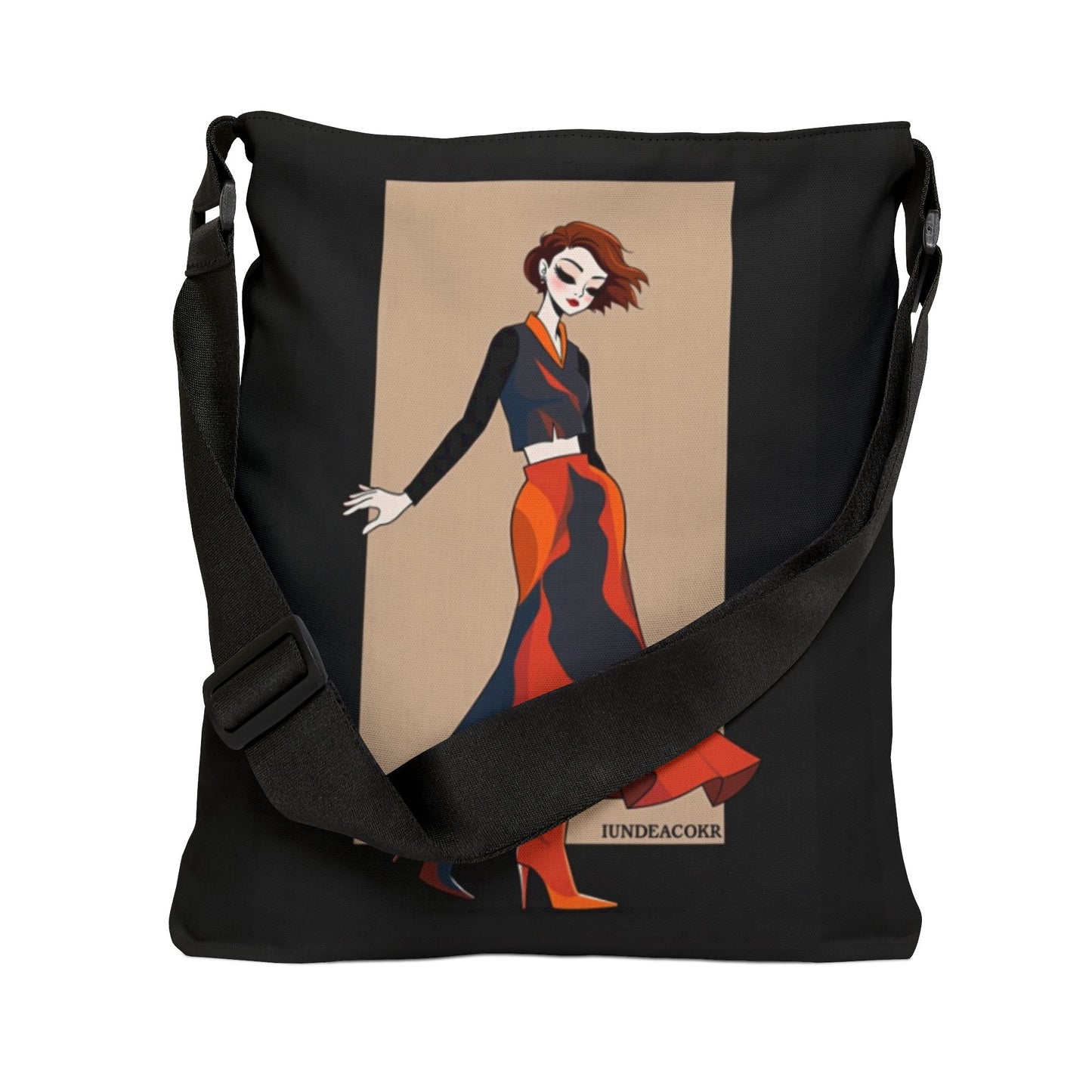 Stylish Adjustable Tote Bag with Chic Fashion Illustration