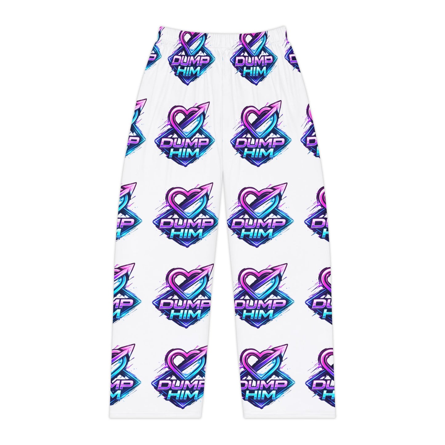Dump Him Pattern Women's Pajama Pants - Retro Neon Heart Lounge Sleepwear