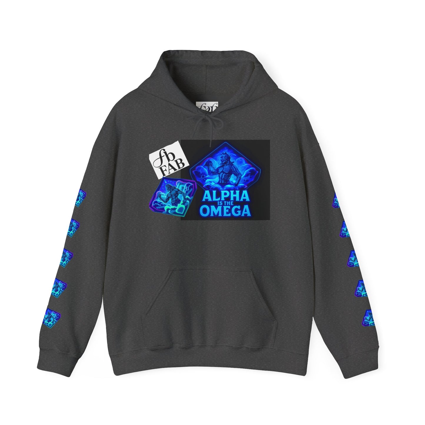 Alpha is the Omega Graphic Hoodie — Blue Retro Logo Pullover