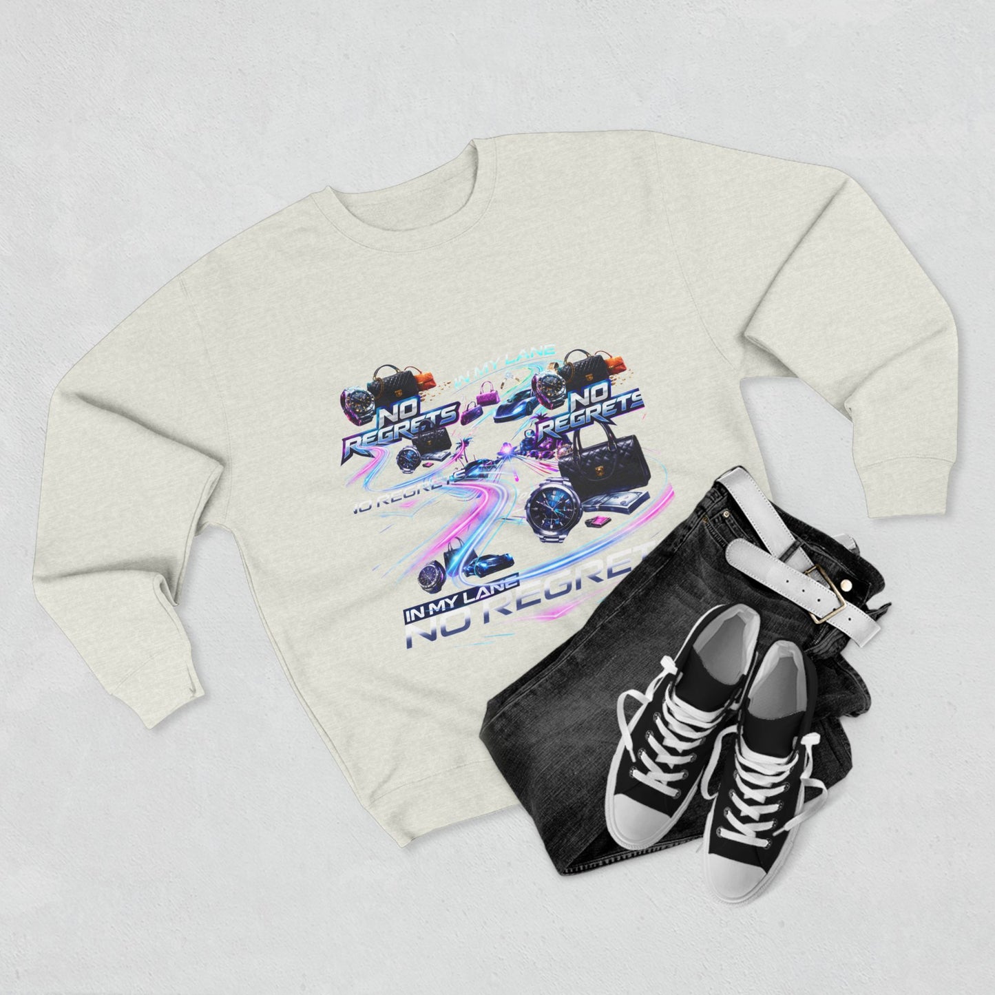 No Regrets Retro Vaporwave Crewneck Sweatshirt