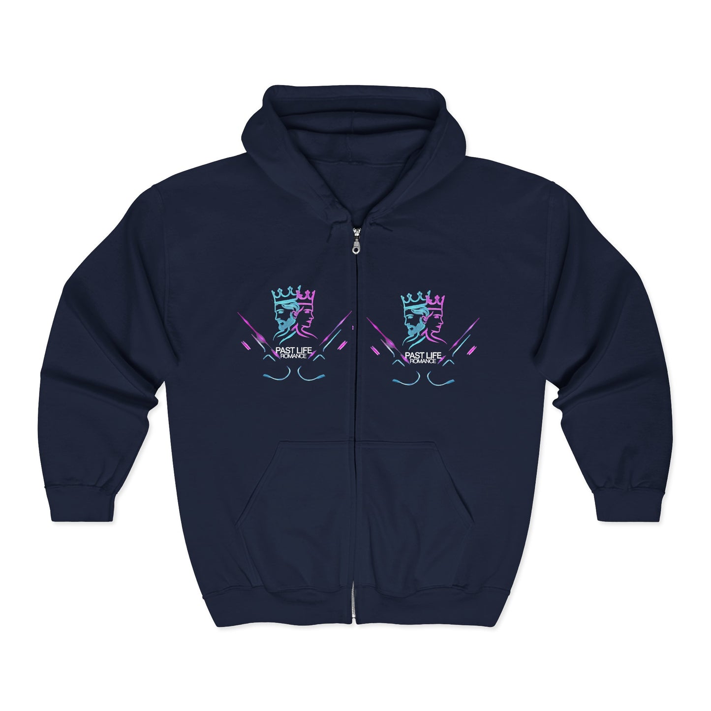 Retro Cyberpunk Zip Hoodie – Neon King Crest & PBF Logo