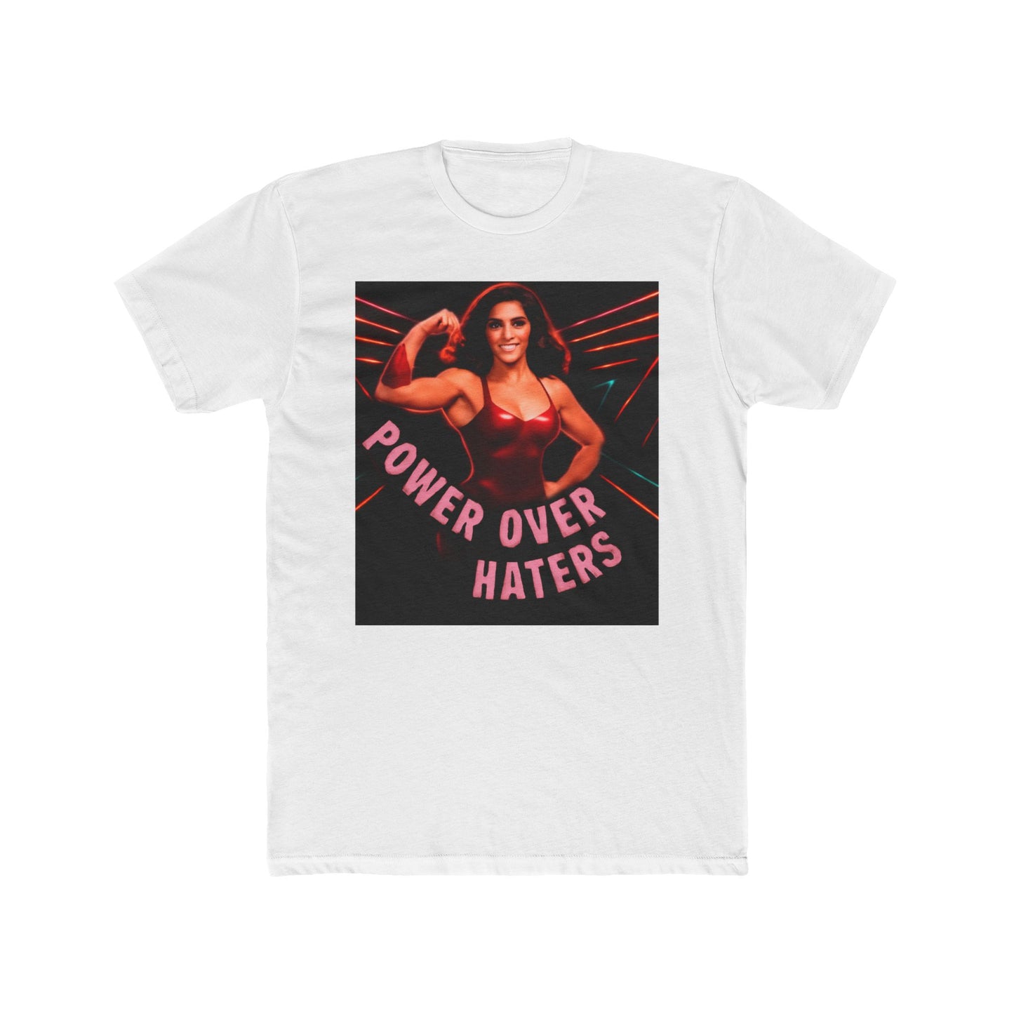 Power Over Haters Muscle Woman Graphic Tee — Feminist Empowerment T-Shirt