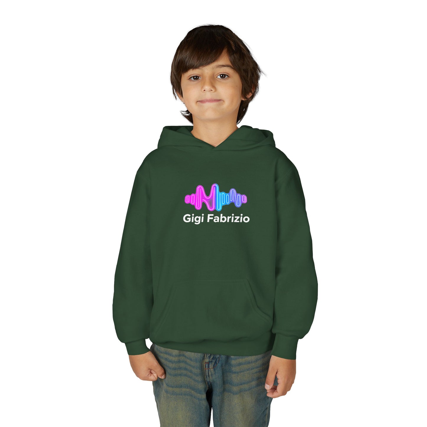Youth Hoodie with Pastel Soundwave & FBF Back Print – Cute Music Graphic Pullover