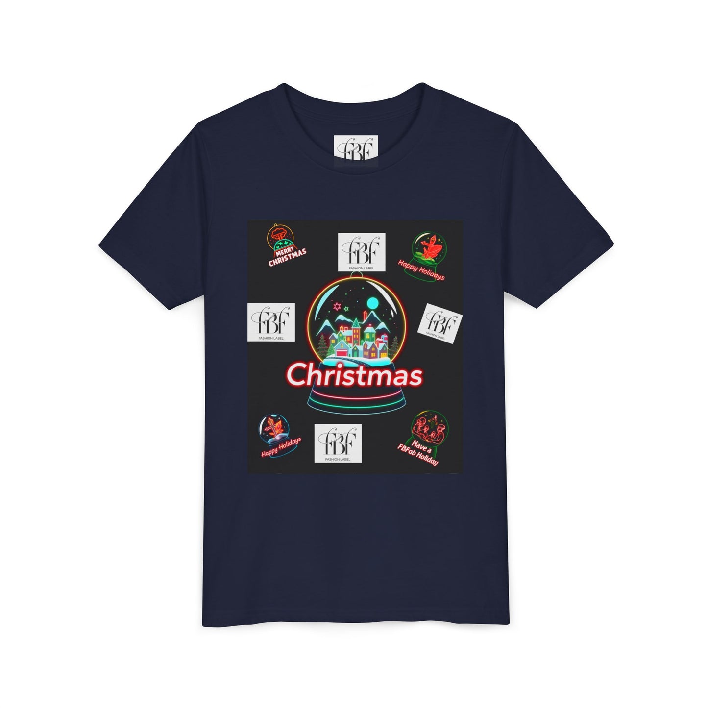 Youth Christmas Short Sleeve Tee, Holiday Tee, Xmas Gift for Kids, Fun Tee for Celebrations, Winter Festive Shirt
