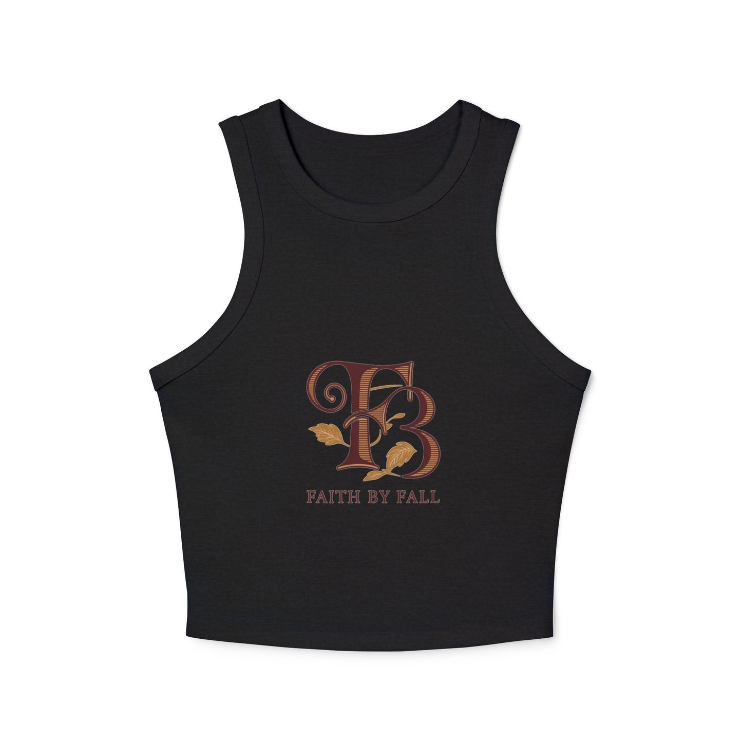 Faith By Fall Women's Micro Rib Racer Tank Top, Inspirational Workout Top, Autumn Fashion, Casual Summer Wear, Gift for Her