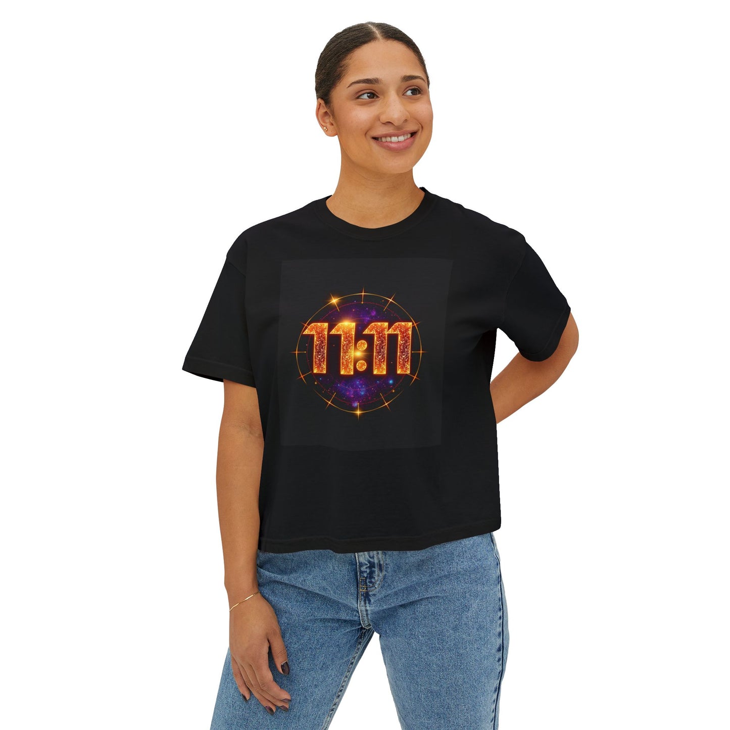 Cosmic 11:11 Women's Boxy Tee - Spiritual Vibes, Astrology Gift, Trendy Summer Tee, Comfortable Everyday Wear