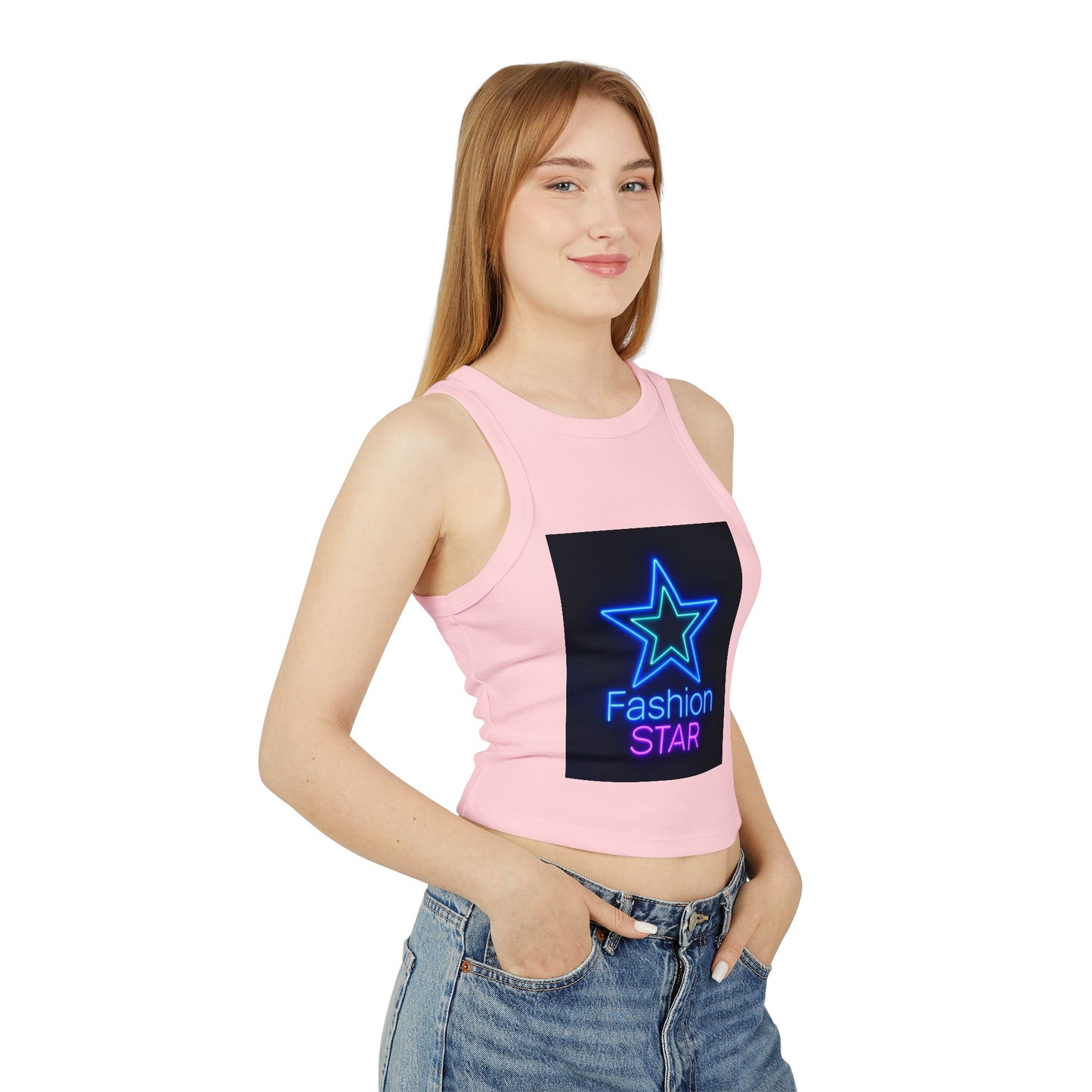 Fashion Star Racer Tank Top | Women's Crop Top, Trendy Summer Shirt, Casual Wear, Stylish Workout Top, Gift for Her