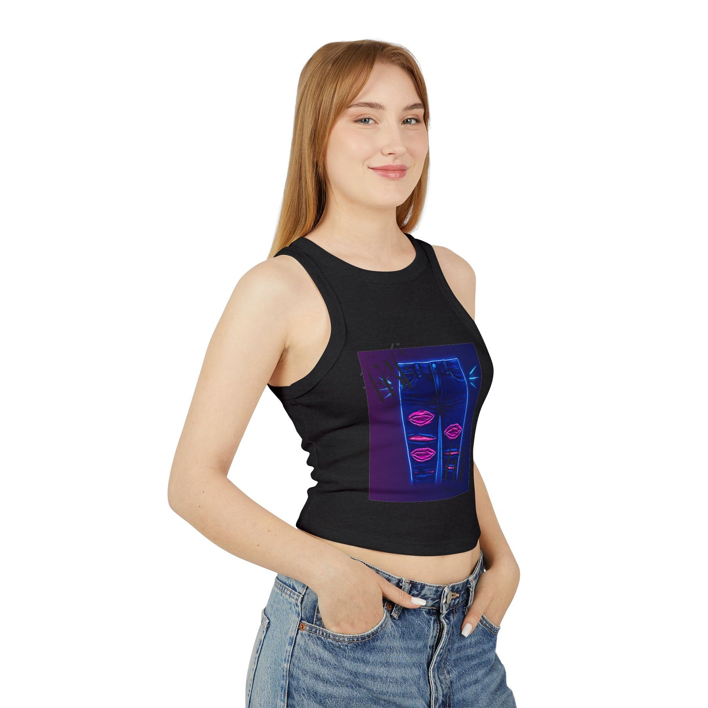 Chic Graphic Racer Tank Top, Casual Wear, Summer Essential, Trendy Apparel, Street Style, Festival Outfit