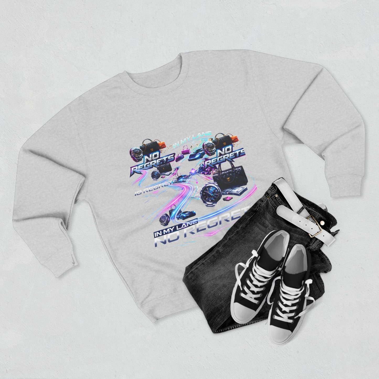 No Regrets Retro Vaporwave Crewneck Sweatshirt