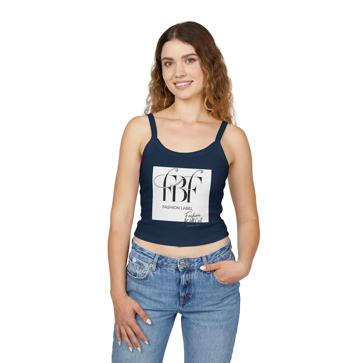 Chic Spaghetti Strap Tank Top - Fashion Label Graphic