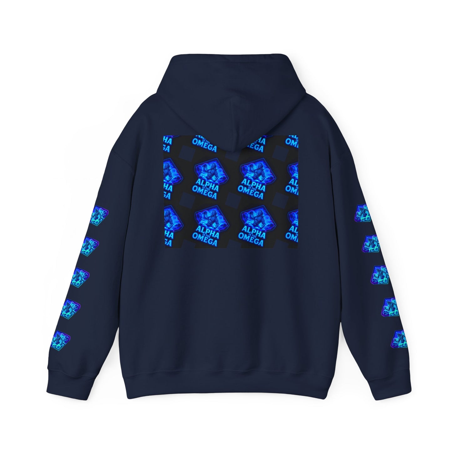Alpha is the Omega Graphic Hoodie — Blue Retro Logo Pullover