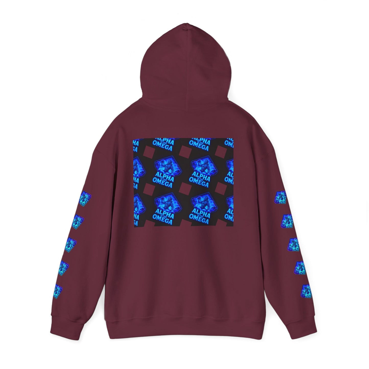 Alpha is the Omega Graphic Hoodie — Blue Retro Logo Pullover