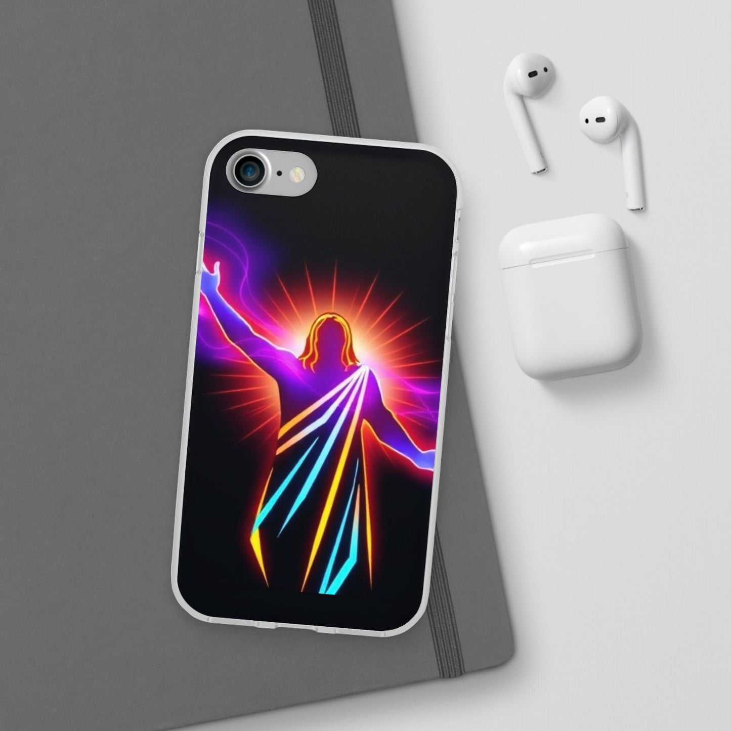 Inspirational Jesus Flexi Case - Colorful Phone Cover for Spiritual Connection