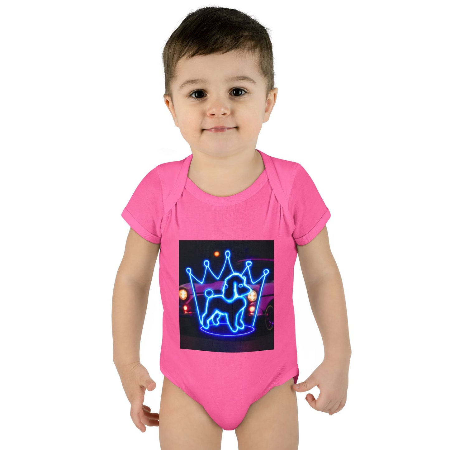 Neon Dog Crown Baby Bodysuit, Cute Infant Outfit, Baby Shower Gift, Newborn Clothes, Pet Lover Apparel, Birthday Gift for Baby
