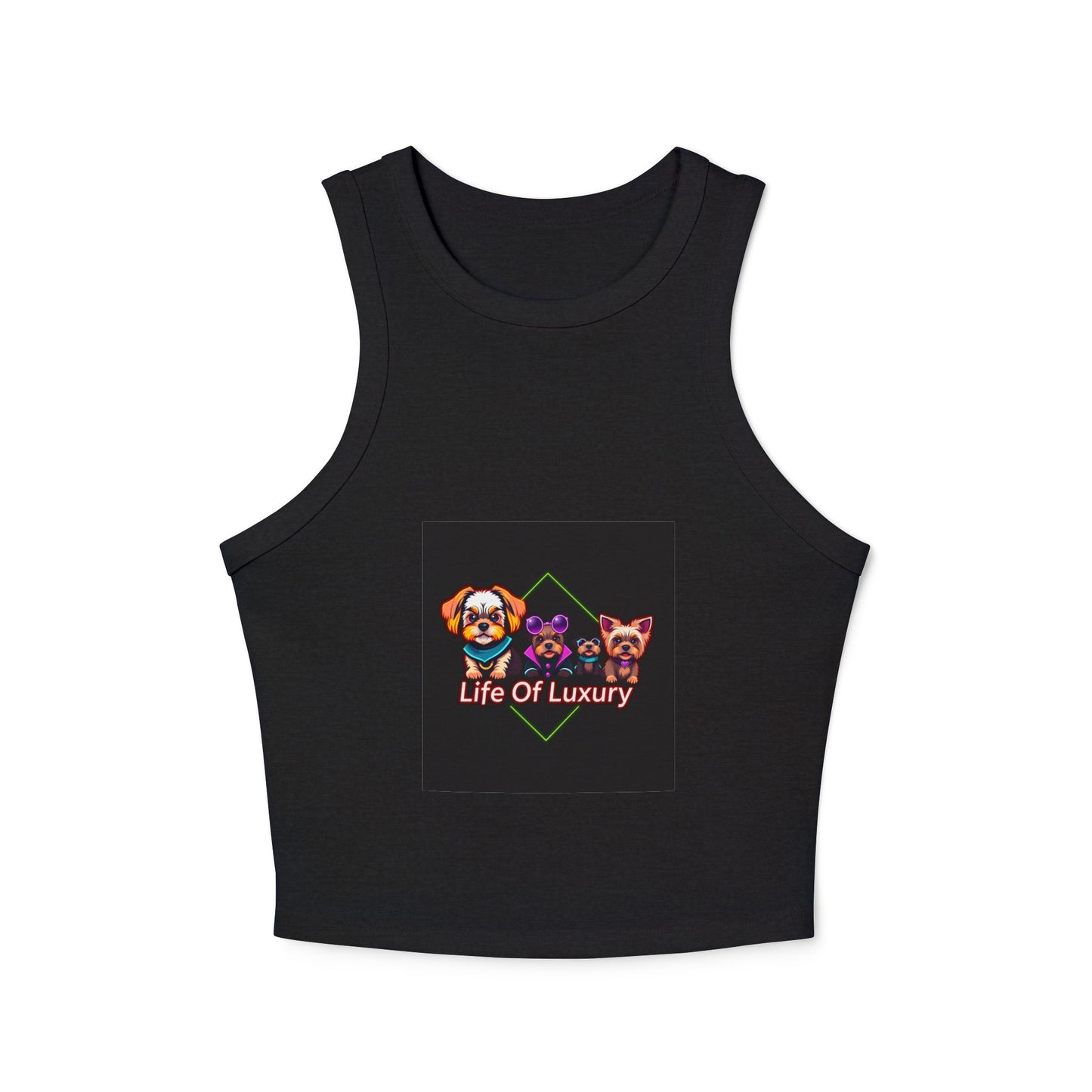 Life Of Luxury Dog-Themed Women's Micro Rib Racer Tank Top, Cute Pet Lover Apparel, Summer Fashion, Gift for Dog Moms, Casual Outfit