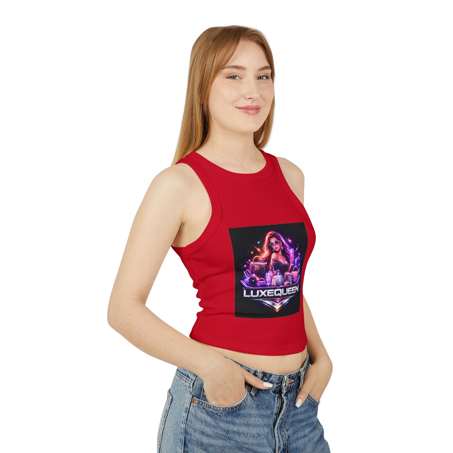 Women's Racer Tank — LuxeQueen "Spoiled Girl" Neon Graphic