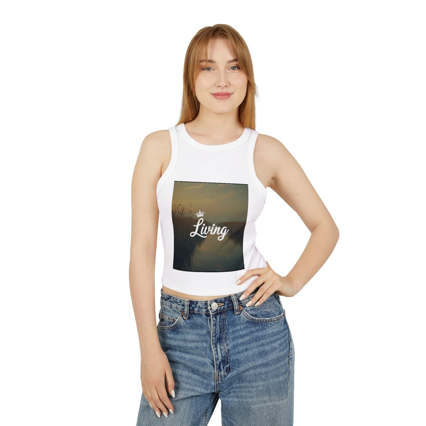 Women's Stylish Micro Rib Racer Tank Top - Summer Vibes, Living Life, Perfect for Festivals & Beach Days, Casual Wear, Gift Idea