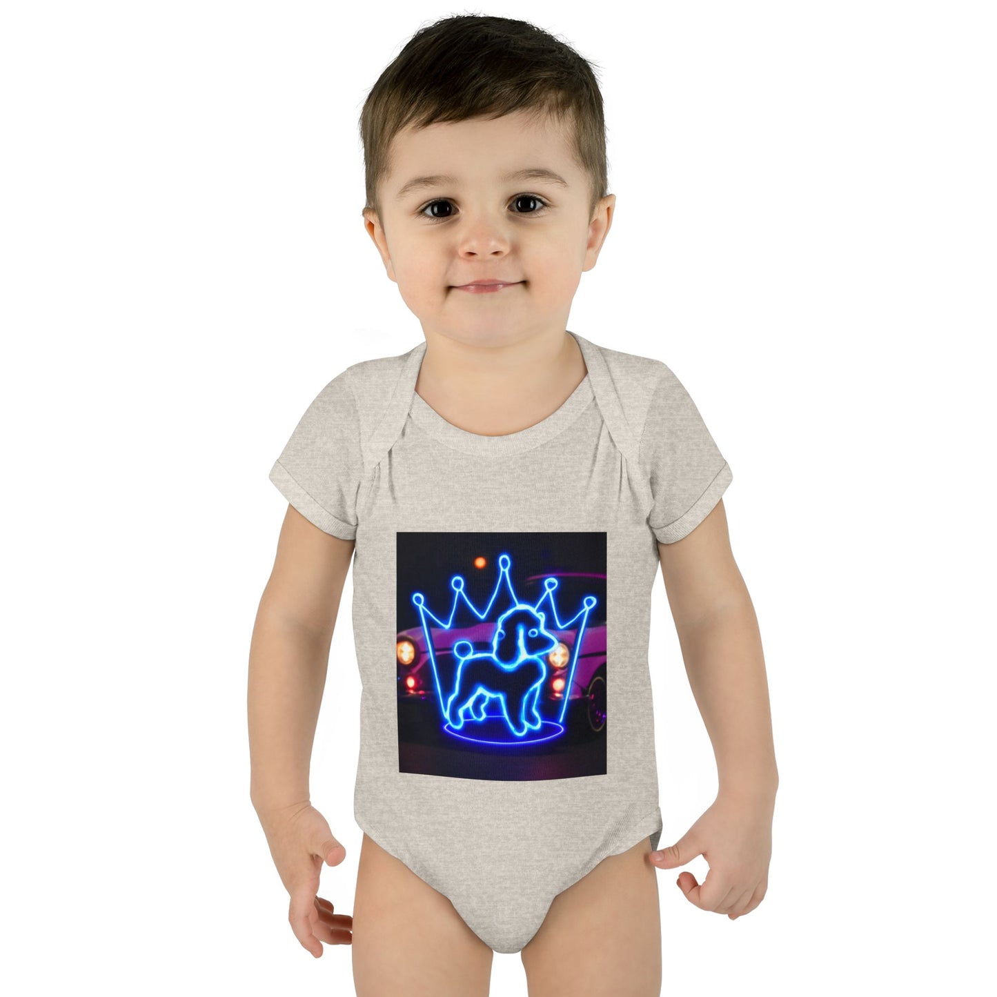 Neon Dog Crown Baby Bodysuit, Cute Infant Outfit, Baby Shower Gift, Newborn Clothes, Pet Lover Apparel, Birthday Gift for Baby